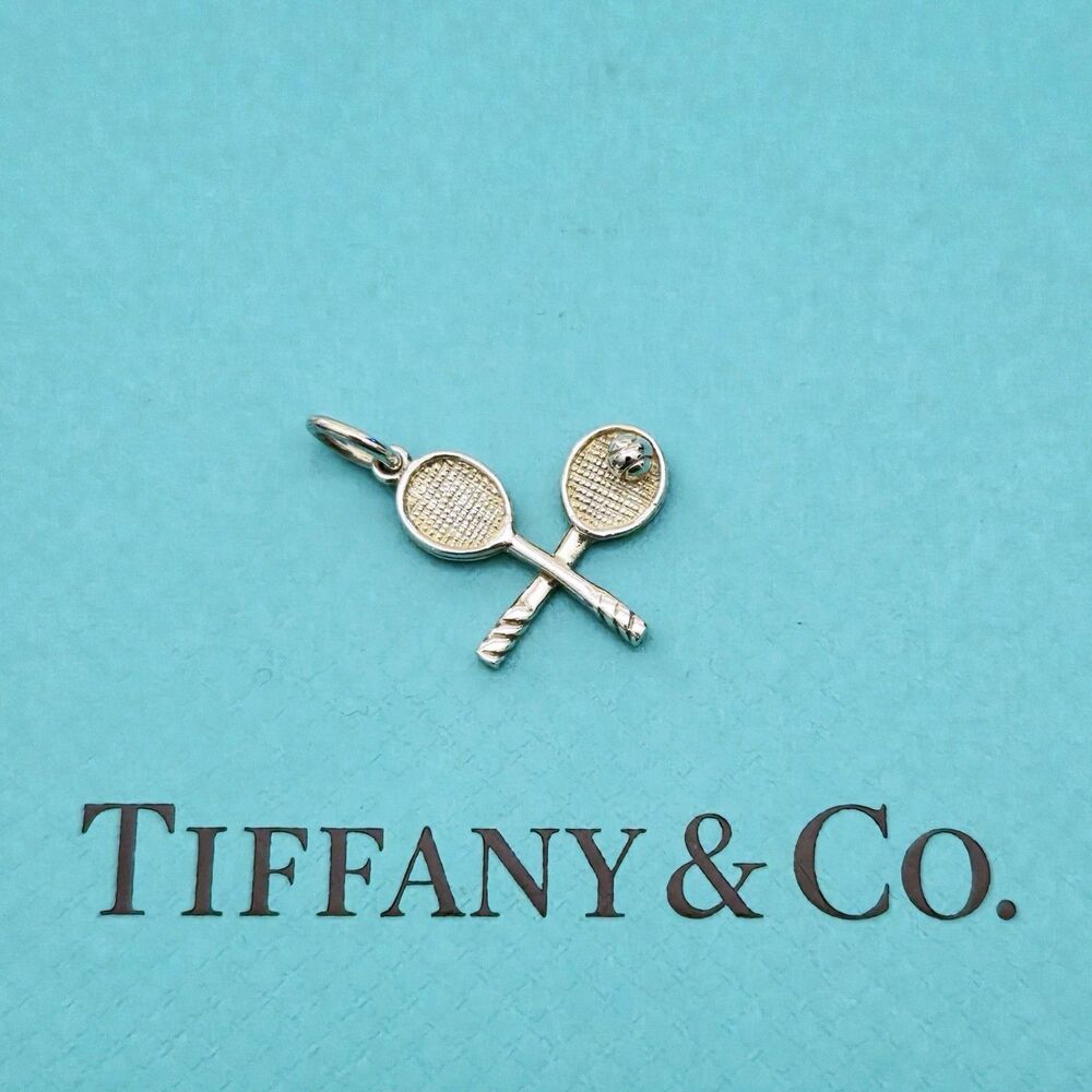 Retired Tiffany & Co Sterling Silver Tennis Racquet Racket Ball Charm Pendant